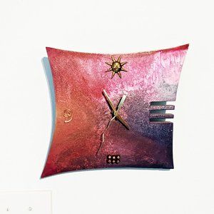 Artsy Wooden Wall Clock - One-Of-A-Kind - Signed By Artist